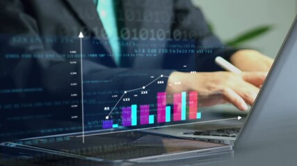 Businesswoman analyzing company revenue, Businesswoman calculating financial data for long term investment growth goals - Powered by Adobe