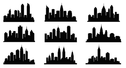 Obraz premium Collection of City Skylines Silhouettes for Urban Design.