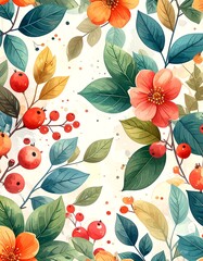Vibrant floral pattern with autumnal colors