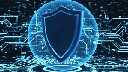 Firewall icons rotate to signify active protection against hackers.