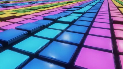 Abstract illustration of colorful cubes in a wave formation suitable for digital design projects and backgrounds - Powered by Adobe