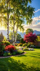 Vibrant garden at sunrise