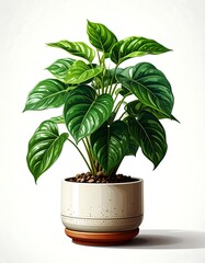 Vibrant houseplant in a ceramic pot