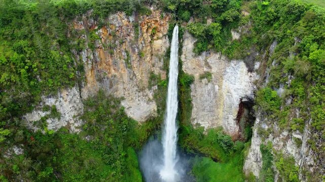 Towering Sipisopiso Waterfall with Majestic Cliffside &ndash; Lake Toba