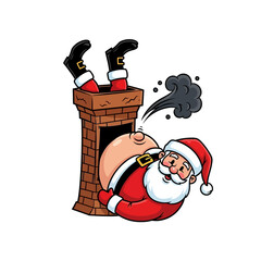 Hilarious Santa Stuck in Chimney, Christmas Cartoon Fun! Great for holiday cards, social media, and festive projects - get your dose of holiday humor now!