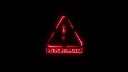 Displayed on Screen a computing with Cyber security warning texts in the virtual environment. Animation of data processing over cyber security with secure network connections animation on background. - Powered by Adobe