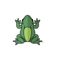 Playful Green Frog Amphibian Animal Icon Design