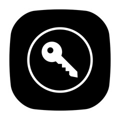 A circular solid Button icon of a single API key, representing protected access, minimal security, and clean system control.