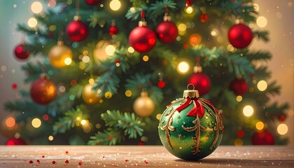 Festive holiday ornament on wooden surface