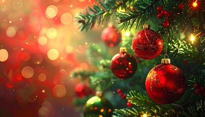 Festive holiday tree adorned with shiny ornaments