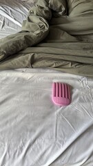 Hair Comb on Unmade Bed, Ready for Morning Routine