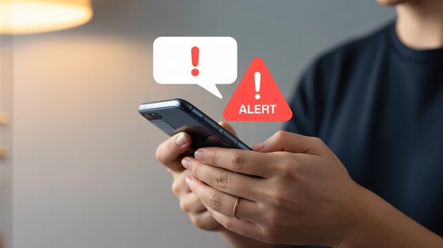 Critical alert on mobile phone demanding urgent attention and immediate action - Powered by Adobe