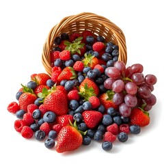 Mixed heap of fresh fruits and berries