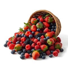 Mixed heap of fresh fruits and berries