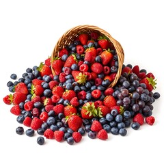 Mixed heap of fresh fruits and berries