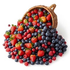 Mixed heap of fresh fruits and berries