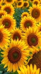 Vibrant sunflowers in a field