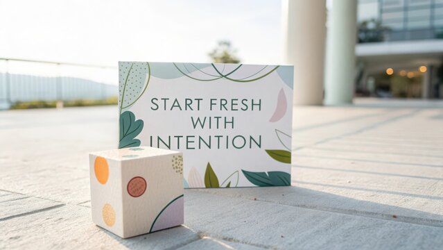 A cube and sign with intention on a fresh design - Powered by Adobe