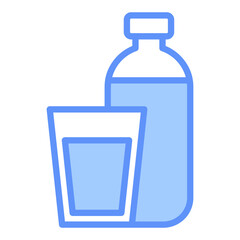Drink Water Outline Blue Color Icon
