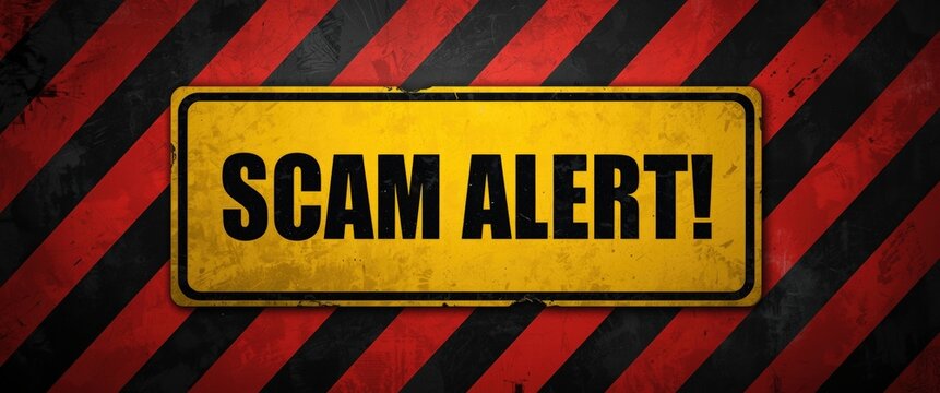 Stay safe online with this bold scam alert sign, perfect for raising awareness about online fraud and cybersecurity risks. Protect your finances and identity now. - Powered by Adobe