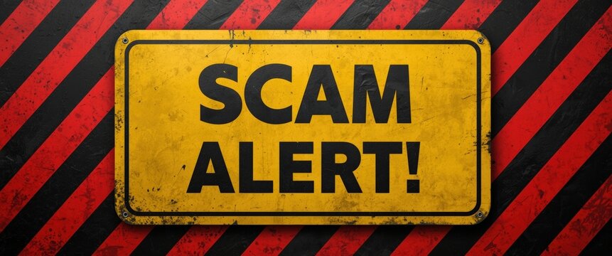 Heed the urgent call to protect against deceit! This striking sign warns of scams, fraud, and online risks. Stay vigilant, safeguard your finances, and stay informed.