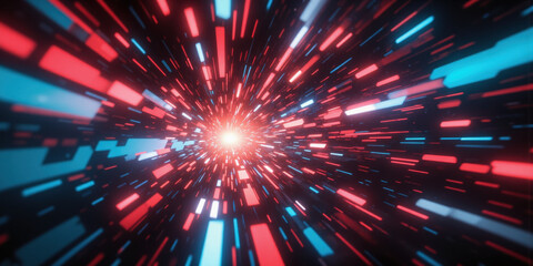 Dynamic glowing data streams intersecting, symbolizing the convergence of business ideas and technology in the digital age.