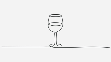 Elegant One-Line Wine Glass Illustration