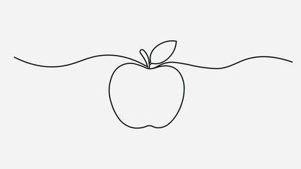 Minimalist One-Line Apple Illustration
