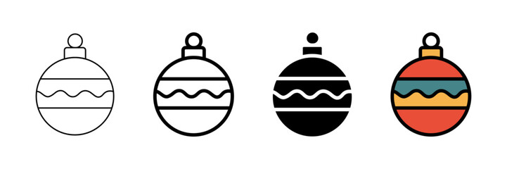 Set of minimalist christmas bauble icons with transparent background, depicting holiday decorations for festive designs, winter seasons, and graphic assets, vector illustration
