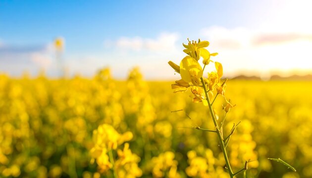 Vibrant yellow flowers in a field, sunlit - Powered by Adobe