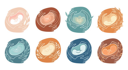 Baby in womb stylized circles pastel colors