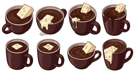 Hot chocolate mugs with melting marshmallows