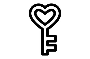Valentine’s Day Heart Key Icon – Cute Romantic Symbol Illustration