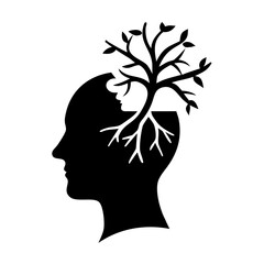 Head with roots.vector illustration 

