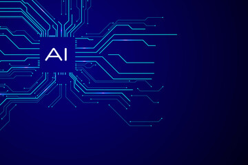 Futuristic AI module on an electronic board, ideal for abstract web banners and next-generation technology visuals.