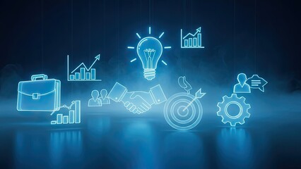 Empowering business strategy with innovative ideas and successful teamwork, achieving goals for growth and effective communication in the digital age