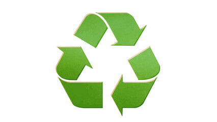 Vector illustration of a green textured recycling symbol, on transparent background