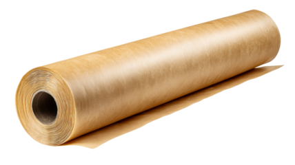 Roll of brown parchment paper, an essential kitchen utensil used for baking, cooking, and food preparation