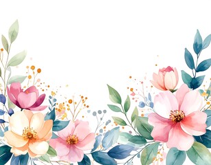Watercolor floral border