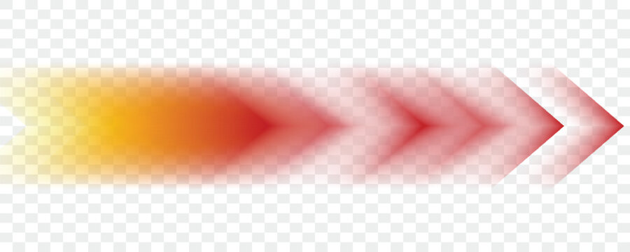 red arrow. dynamic moving arrow representing speed, acceleration, fast. transparent and vector illustration. red and white stripes background,