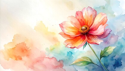 Watercolor flower painting with soft colors and light