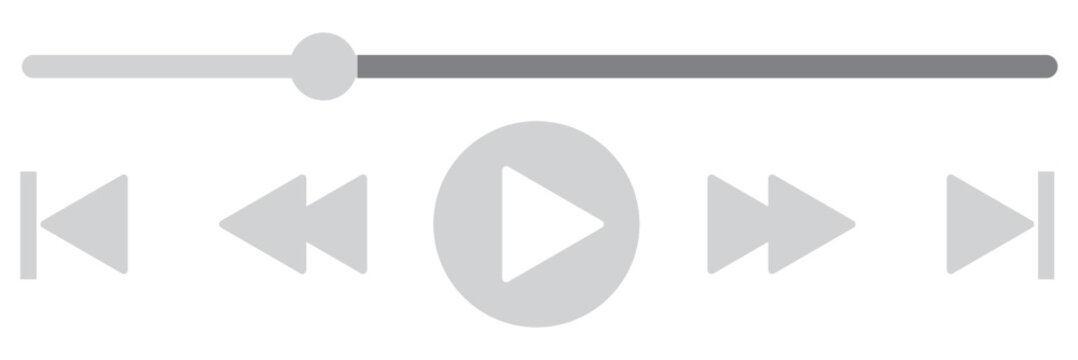 Music or video play bar icon Audio player for songs or podcast playlist. Play or pause button. Music or video play bar icon. editable stroke vector illustration