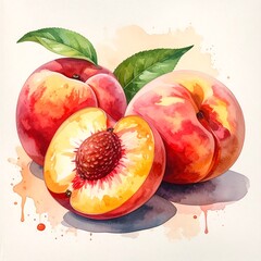 Watercolor illustration of peaches
