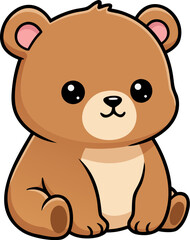 Obraz premium Cute Sitting Cartoon Bear Vector Illustration
