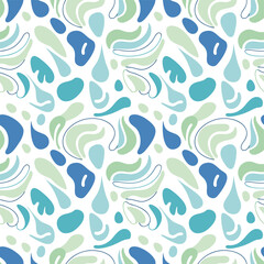 Abstract Organic Shape Pattern in Blue and Green (Seamless Vector)