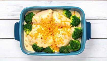 Baked chicken with broccoli dish