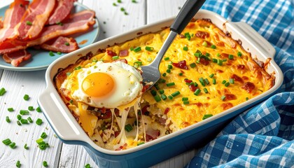 Breakfast casserole being served