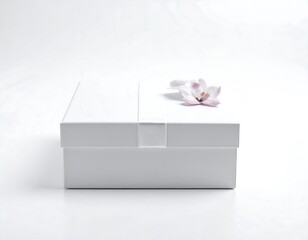 White gift box with orchid