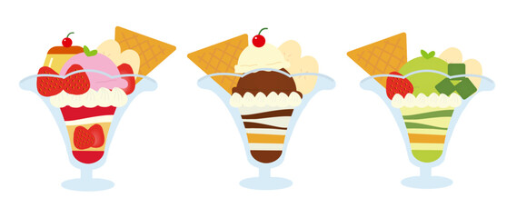 パフェのイラストセット/ Parfait illustration set