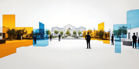 Neutral field with scattered gradient blurs in motion, representing ideas in flow, brainstorming, and creativity